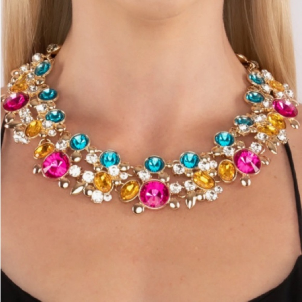Eye Candy Clementine Multicolored Enamel Chunky Collar Necklace from Nordstrom
